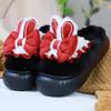 New Pink Bunny Ears Platform Slipper Women'S Chunky Clogs Shoes Home Lolita Slippers Woman Warm Plush House Shoes Rabbit Sliper