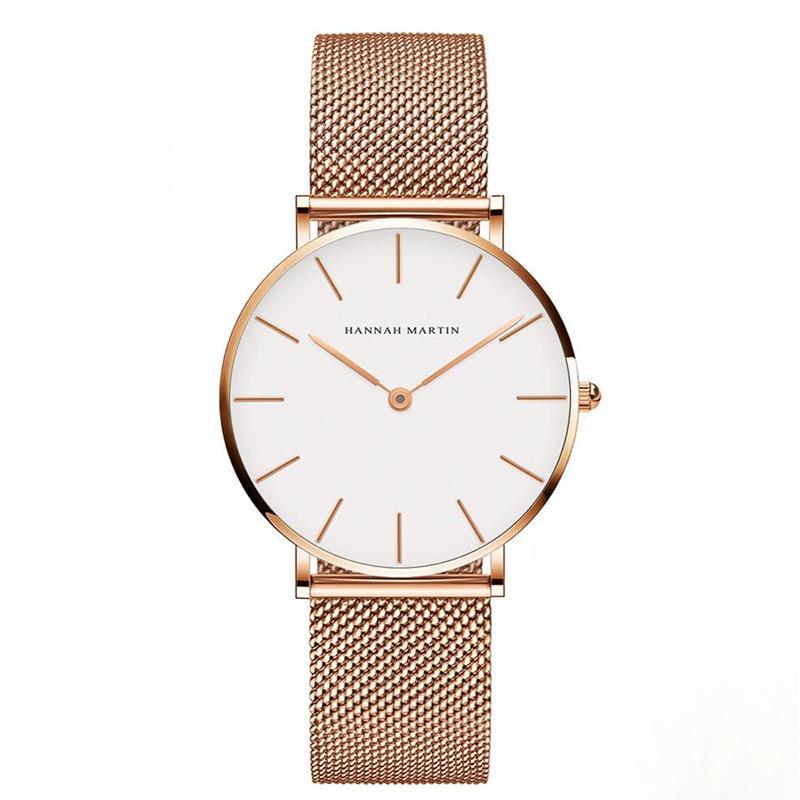 Japan Quartz Movement High Quality  Women Steel Mesh Rose Gold Waterproof Ladies Watch