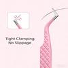 Stainless Steel Private Label Volume Eyelash Extensions Custom Pink Silver Fiber Tip Lash Tweezers