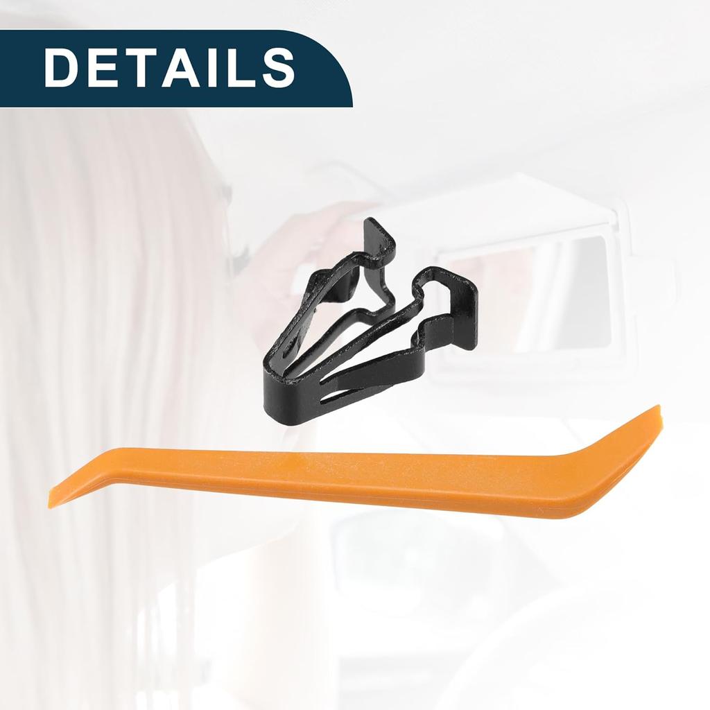 Makeup Mirror Cover Sun Visor Cap Clip for Ford Fusion Robust No.DS7Z54672A40AF | Inner Sun Visor Bolt Cover Beige with Flat Pry Bar 1 Set