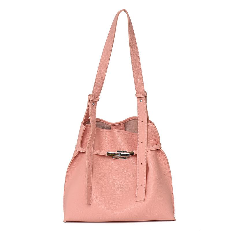 Retro Soft Leather Large Capacity Tote Bag for Women, New Casual and Simple Commuting One Shoulder Underarm Bucket Bag