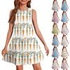 Girl Summer Dress Sleeveless Printed Color Casual Dress