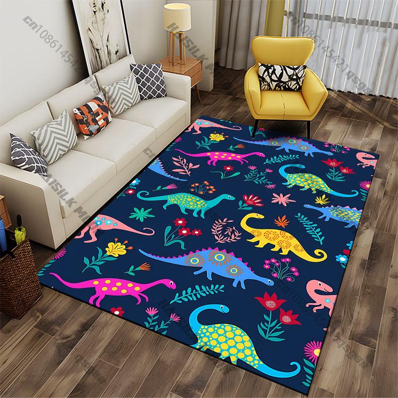 Colorful dinosaurs with floral pattern carpet Yoga living room room decor children's crawling mat doormat area rug