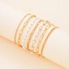 7Pcs/Set Bohemian Bracelet For Women Punk Style Cold Color Pearl Metal Multi-layer Hollow Twisting Snake Chain Simple Jewelry