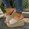 Sandalias de Plataforma para Mujer Alpargatas sin Cierre Calzado Deslizante de Cuña Cómodas Sandalias Deslizantes de Punto Sandalias de Cuña Casuales Zapatos de Tacón para Vestido de Playa de Verano para Mujer