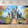2D Fairy Tale Castle Backdrop Cloth for Princess & Enchanted Party Photo Booth Background