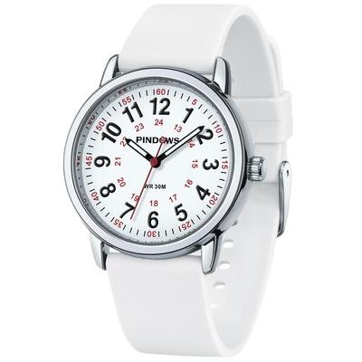 Damen Silikonband Analog Quarz Armbanduhr Unisex Leuchtendes Zifferblatt 12/24 Stunden Wasserdicht Geeignet für Schüler Hohe Sichtbarkeit