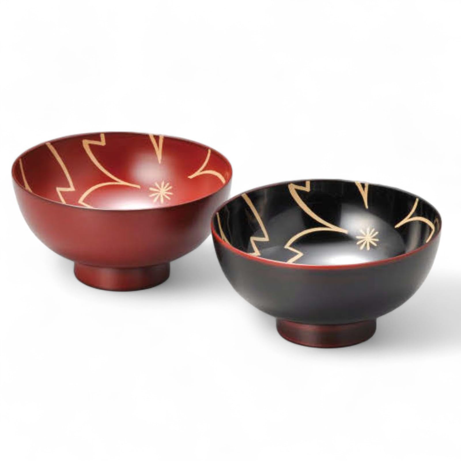 

Set of 2 Lacquerware Made in J-kitchens Bowls, Hand-Painted, Japan, PID-529227