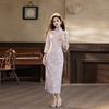 Purple National Style New Chinese Suzhou Long-sleeved Autumn Cheongsam Improved Young 1011 New Women's High-end Feeling Spring and Autumn