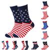Herren Unabhängigkeitstag Flaggen Socken, Farbblock Streifen Mittelsocken