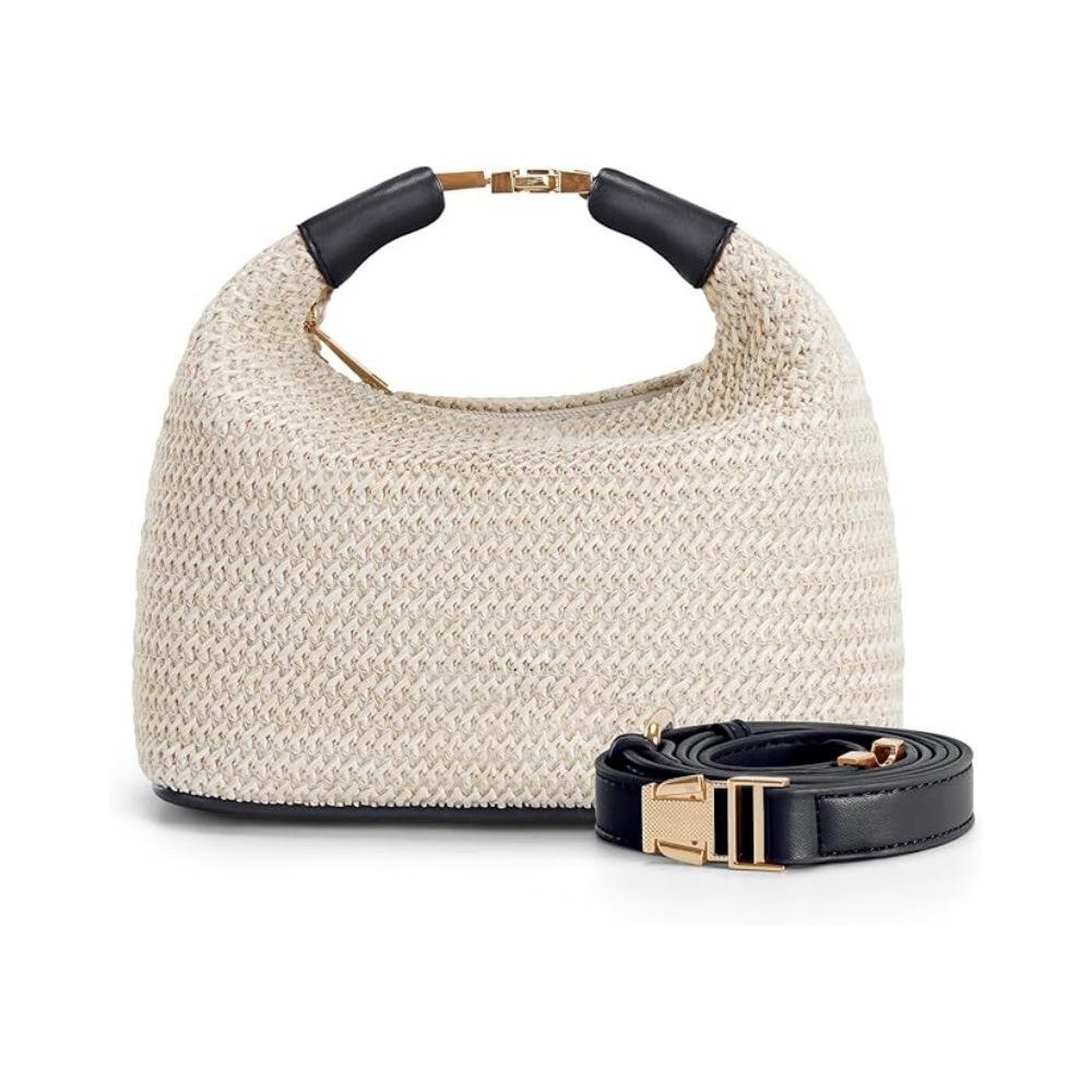 Ladies' Summer Woven Handbag with Spliced Crossbody Bag
