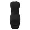 Damen Freizeit Mode Farbe Ärmellos Seitliche Raffung Sexy Schlankes Kleid