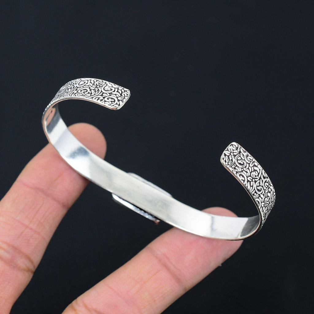 Gift For Women Bangle Adjustable 925 Sterling Silver Natural Tiger Eye Gemstone