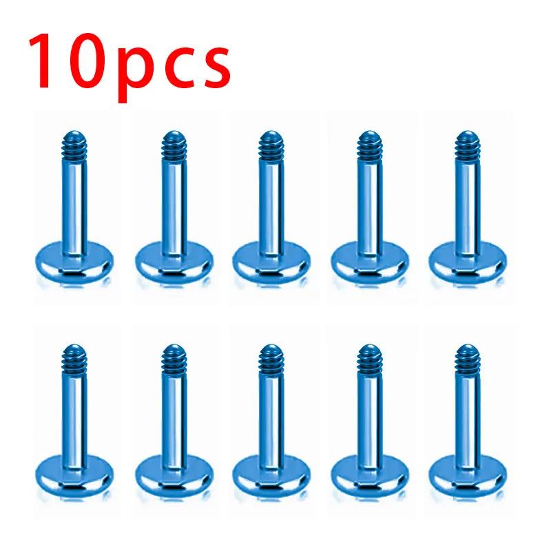 10pcs ASTM F136 Titanium Male Thread Labret Piercing 14G 16G Lab Lip Ear Tragus Replacement Body Jewelry Accessories
