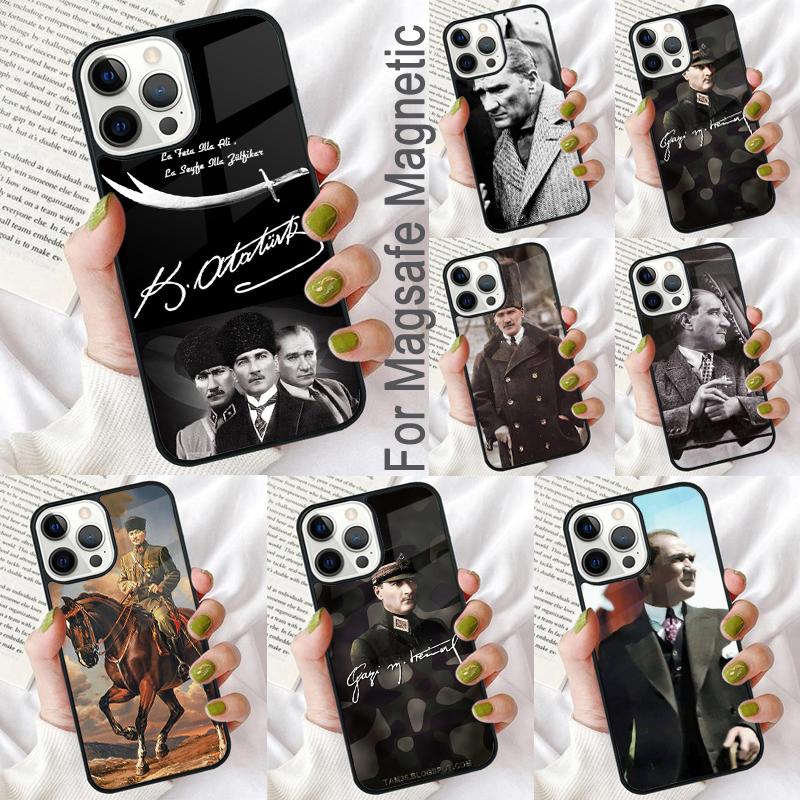 Mustafa Kemal Ataturk Soft Phone Case for iPhone 17 Air 16e Pro max 15 Pro 13 14 Plus 11 12 MagSafe Magnetic Coque