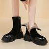 Platform Ankle Snow Boots Women High Heels Plush Leather Shoes Winter Warm Casual Shoes 2025 Trend Goth Chelsea Cozy Botas Mujer