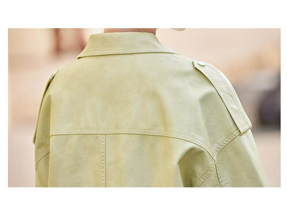 2025 Versatile Petite Leather Jacket: Spring/Autumn Fashion, Casual & Loose Fit Women's Coat HJ2507