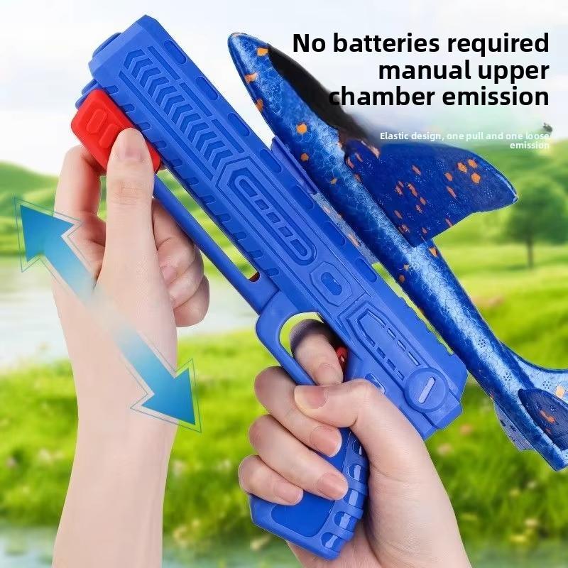 Internet celebrity explosion ejection foam plane handheld launch gunner throwing children flying outdoor sports toys