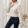 Europe, America Spring and Summer New Solid Color Threaded Knitted Pullover Short Turtleneck Bottoming Shirt Top