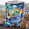 Super Mario Flannel Blanket, Personalized Custom Name Text, Soft Warm Plush Throw Blanket For Gift