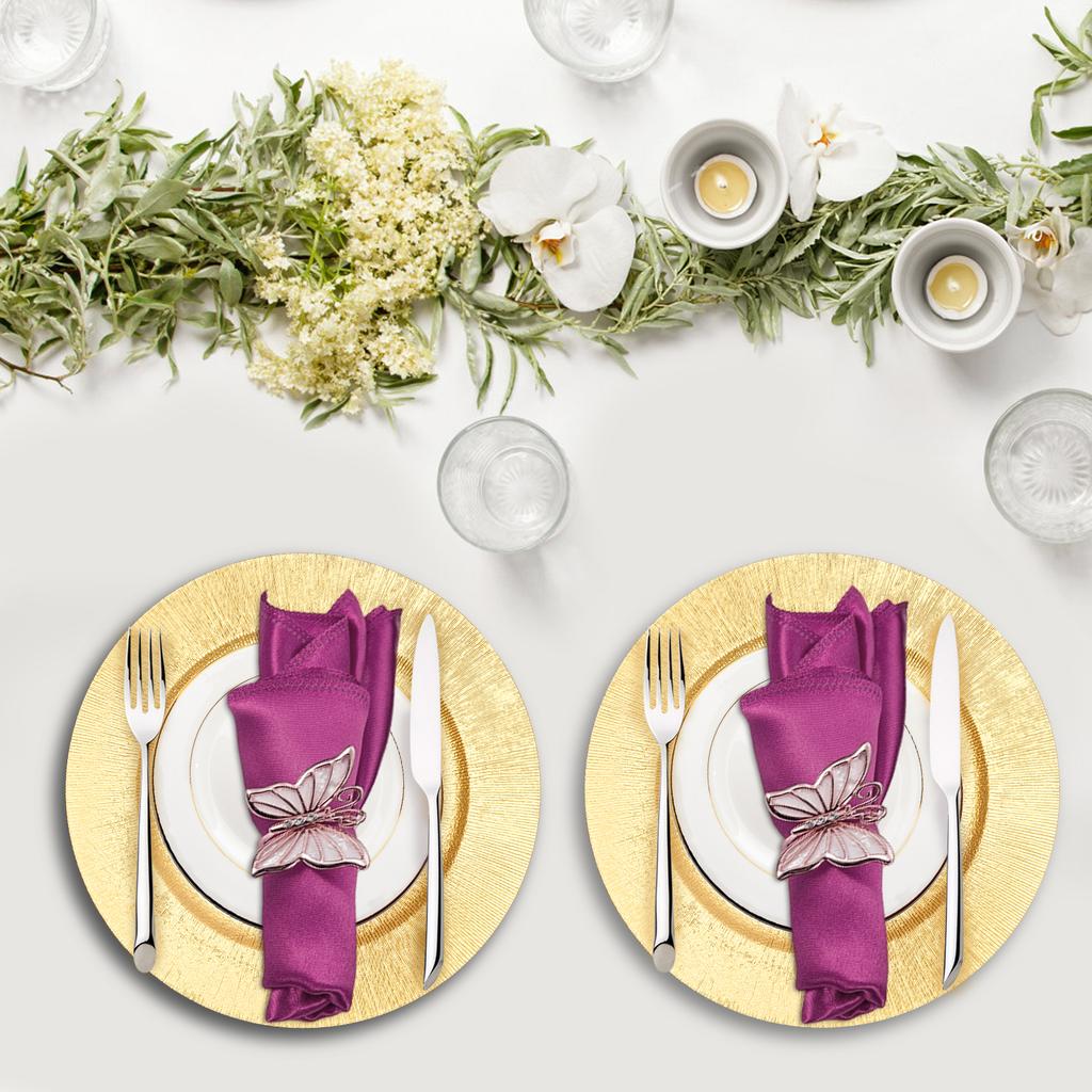 Elegant Gold Charger Plates Set, Round Reusable Serving Plates for Parties, Weddings, Events - Set of 50, 12.99 Inch Diameter