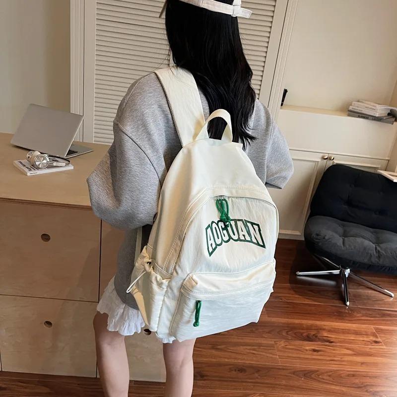 New Alphabet Backpack Women's Japanese Simple Large Capacity High School Student School Bag Travel Backpack