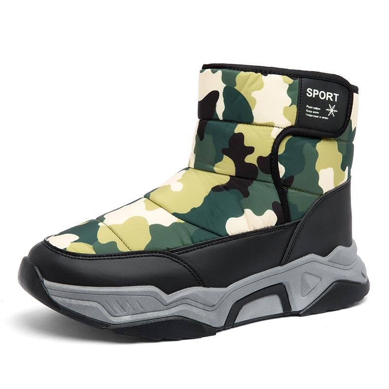 Northeast winter men's snow boots waterproof and non-slip men's shoes warm and piled thickened medium tube large cotton shoes