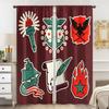 2PCS Curtains, Retro American Symbol Print with Liberty Torch, Anchor, Bald Eagle, US Flag Sailboat, Feather Scroll and Star Fla