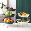Nordic Creative Durable Plastic Fruit Plate With Wooden And Iron Stand Two Tier Three Tier Fruit Bowl For Living Room Modern Design