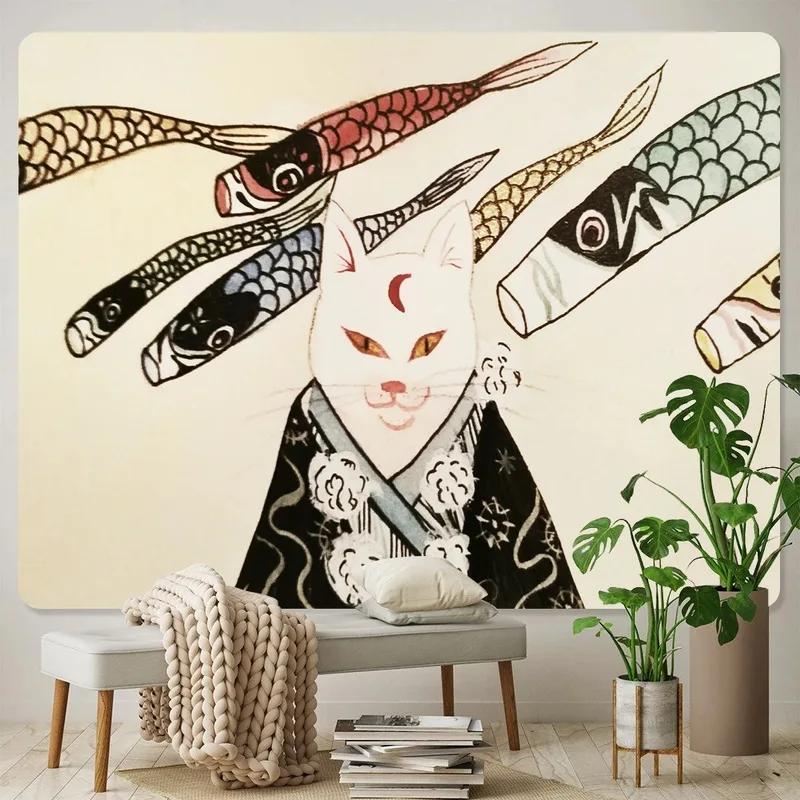 Japanese Style Ocean Wave Tapestry Office Living Room Decoration Home Wall Tapestry