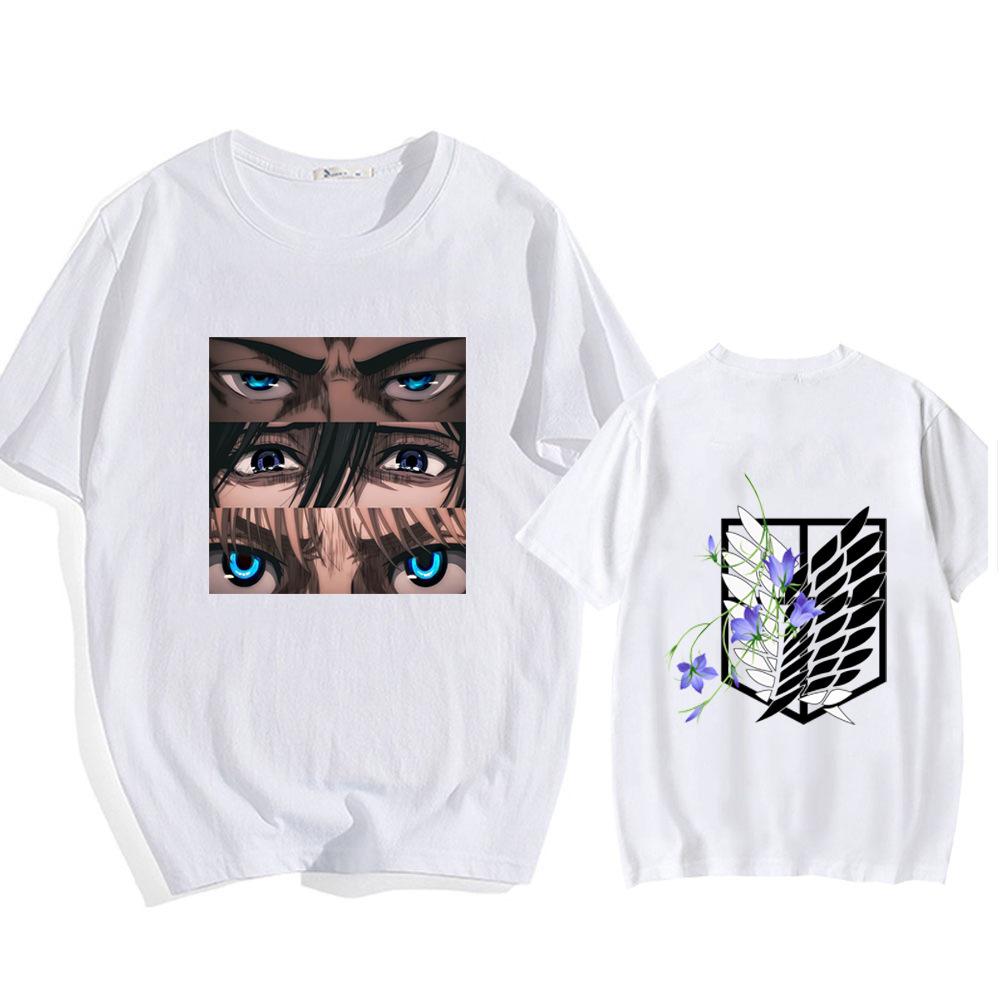 Men's 100% Cotton Crewneck T-shirt Attack On Titan Eren Jaeger Eye Attack Giant Short Sleeve Sleeve Ins Trend