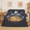 Classic T-Totoro Cartoon Cute Flannel Blanket Soft Warm Throw Blanket for Bedroom Living Room Bed Travel Camping Picnic Kid