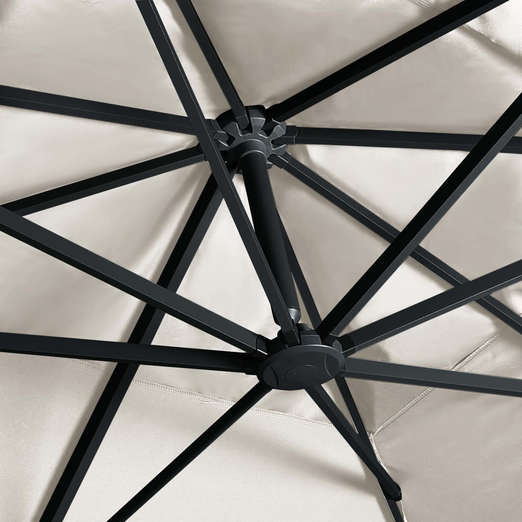 Solar Powered LED Patio Umbrella with Aluminum Mast 400 x 300 cm Sand White