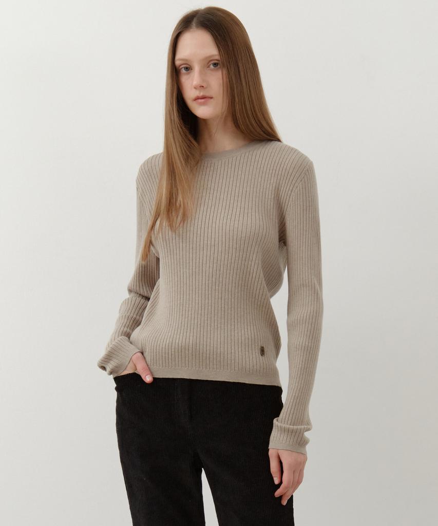 Wednesday Oasis For Woman Relaxed Basic Long Sleeve Knit_Beige(Wc25-Kn58)
