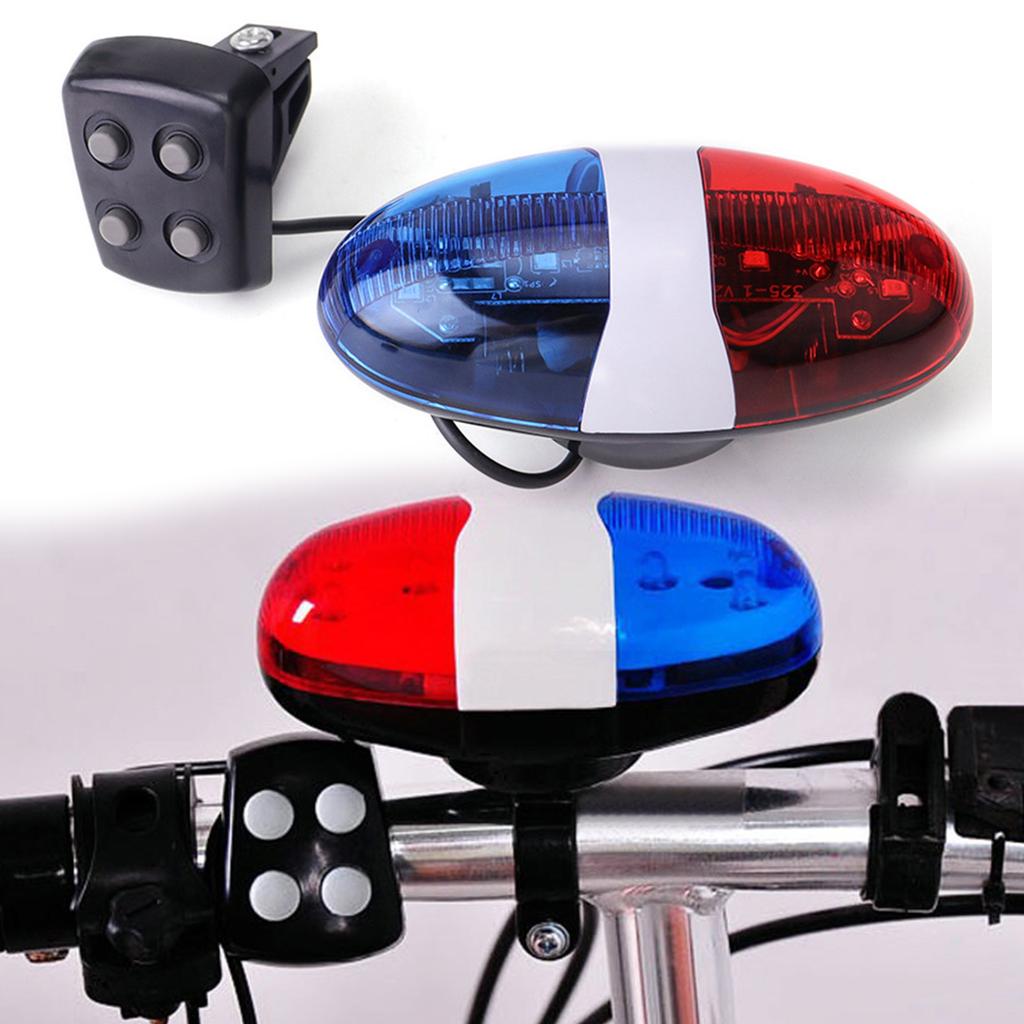 Cykel Polis Ljud Ljus Cykel Elektrisk Tuta 6 LED-lampor 4 Ljud Cykling Tuta Klocka Vattentät Cyklar LED-lampor