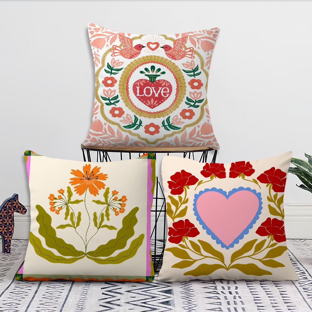 love flower fashion pattern cushion cover Comfortable soft Pillow Case for Sofa Living Room Home office Decor Protective Covers