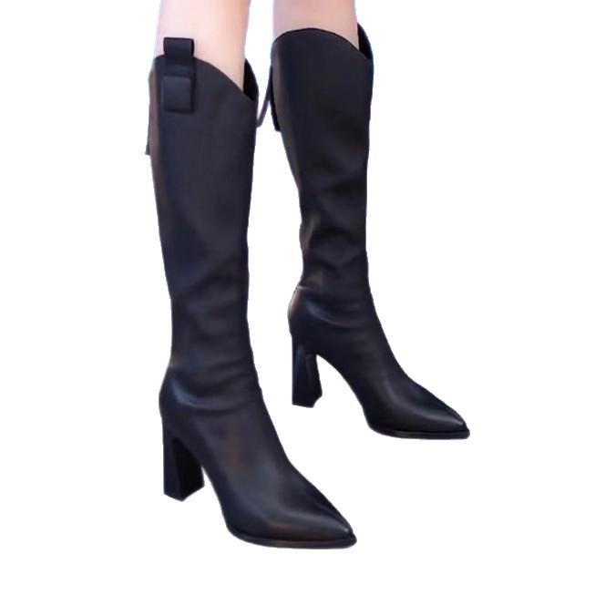 High-heeled boots shoes autumn and winter pointed thick-heeled thin boots velvet warm temperament Martin women's boots