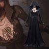 Daughter of Lady Dimitrescu Cosplay Costume Gothic Black Long Dress with Hood Vampire Bella Cassandra Halloween Medieval Costume