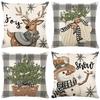 Christmas & Halloween Linen Plush Pillow Cover for Home & Bedside