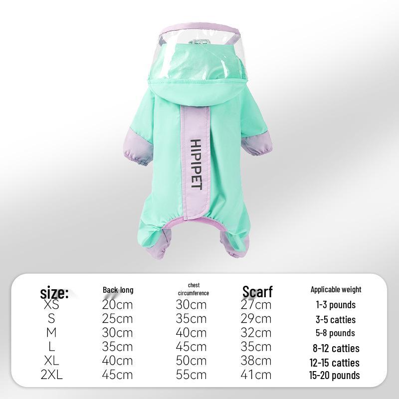 Cartoon Waterproof Full Coverage Raincoat for Small & Medium Dogs - Four-Legged Poncho for Rainy Day Outdoor Use