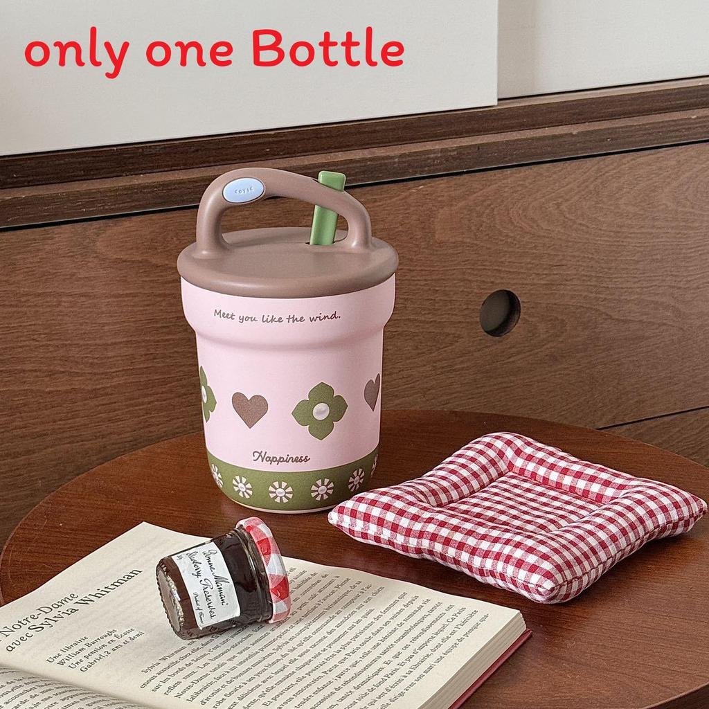 

Ceramic Inner Insulated Travel Mug With Portable Design For Women And Couples Floral Pink