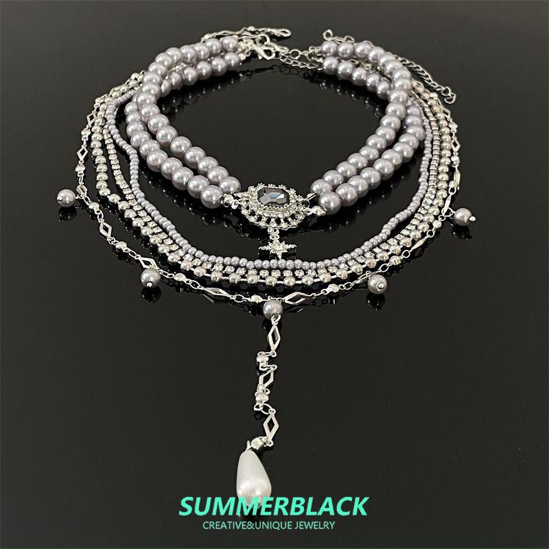

Pearl Zircon Tassel Necklace for Women Necklace Choker Clavicle Chain Neck Accessories Fancy Accessible Luxury Niche Accessories Pearl Zircon Tassel Necklace