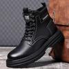 Men's High Top Winter Snow Boots with Velvet and Wool Lining