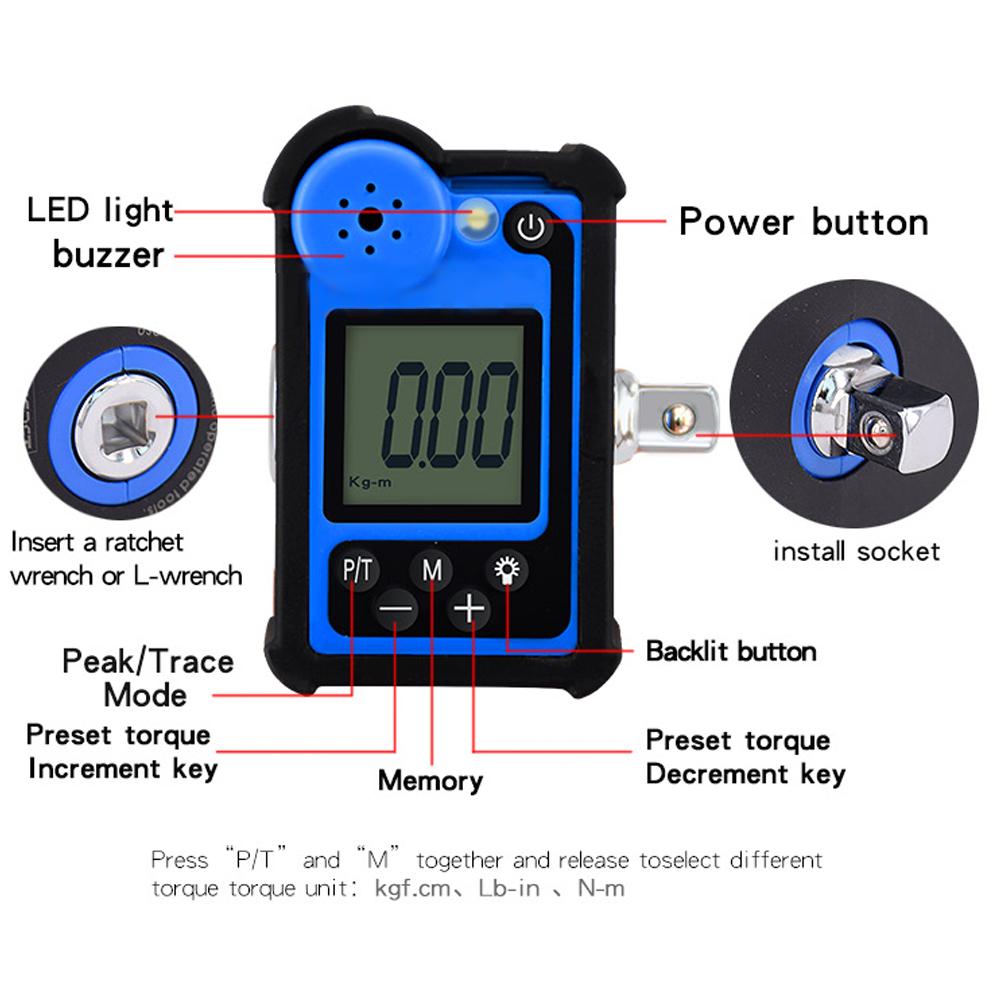 Portable Big Screen Digital Display Torque Meter Backlight Function Small Size Torsiometer Alarm Function LED Light