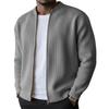 Cardigan da uomo con zip intera a coste - Tessuto a maglia morbida, Collo alto, Vestibilità rilassata per l'uso quotidiano e casual