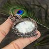 Natural Dendrite Opal Gemstone Handmade Copper Wire Wrap Pendant 2.84" g4F16