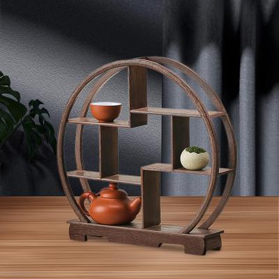 Wooden Display Stand Teapot Stand Showcase Decorative Crafts Display Rack for Office Living Room Desktop Cabinets Antique Store