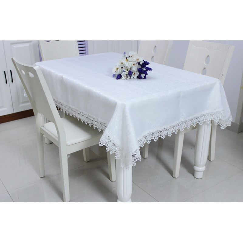 

White Light Luxury Dining Table European-Style Fabric Water Soluble Lace White Beanie Lace Tablecloth Square: 60cm