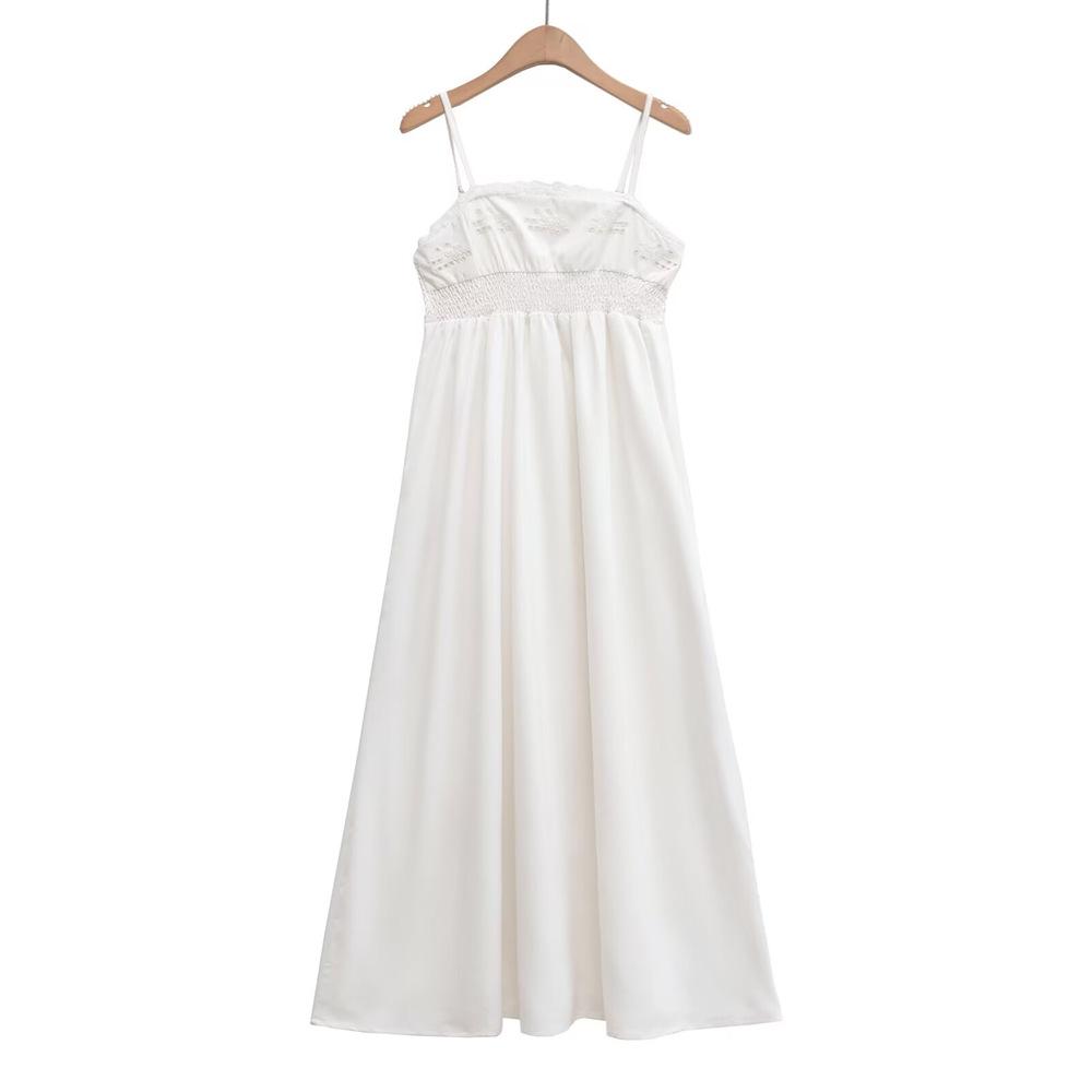 

2025 Spring/Summer Women s Embroidered Slim Fit Long Slip Dress L белый