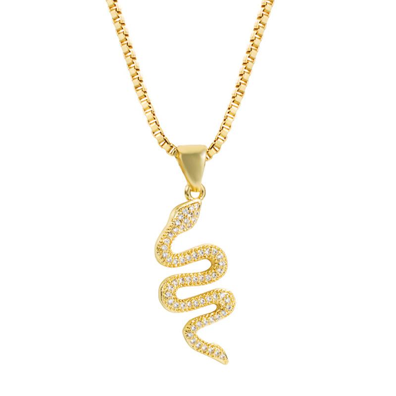 Meier European and american jewelry creative fashion snake pendant necklace, punk style zircon inlaid necklace золотой